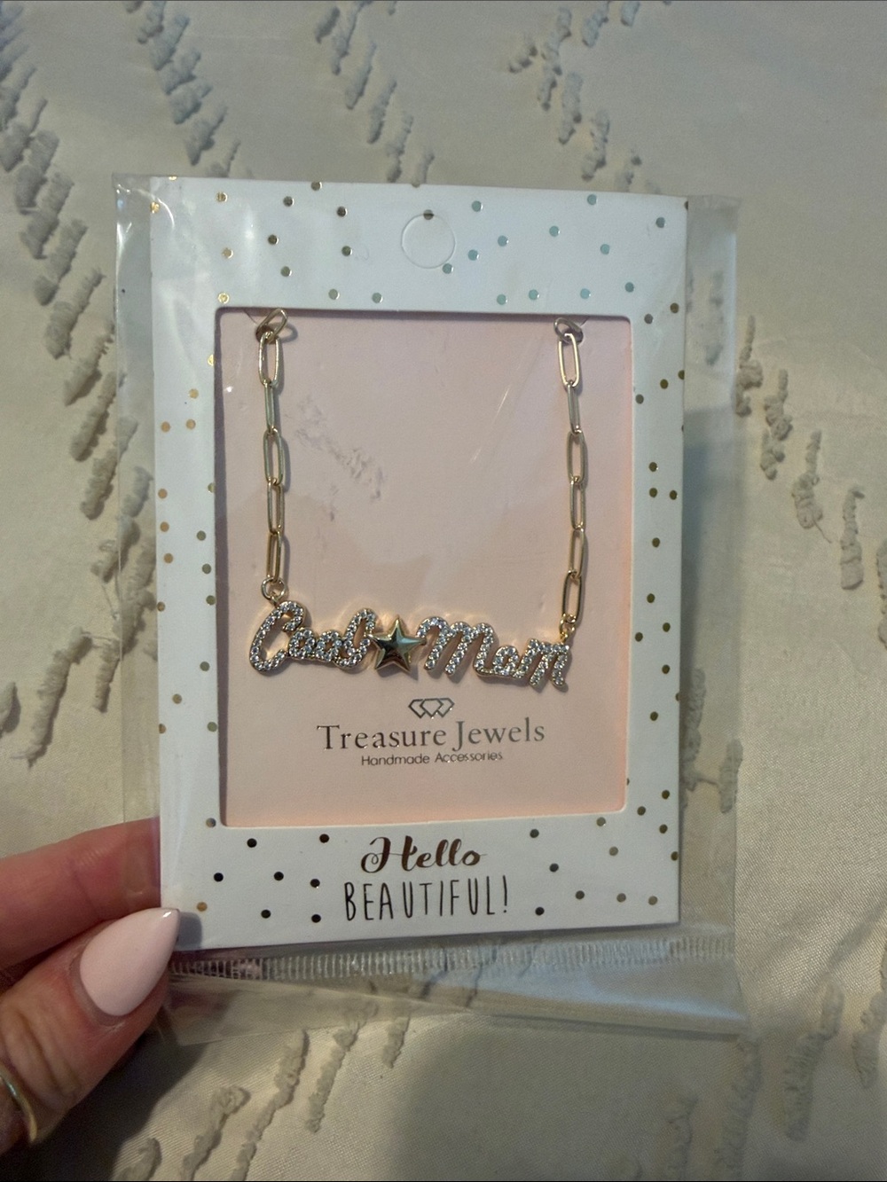 Gold 'Good Mom' Script Necklace